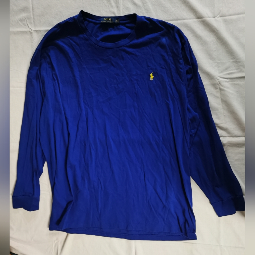 Polo Ralph Lauren Men's Blue Long Sleeve Shirt Big Ponny On Back 3XB